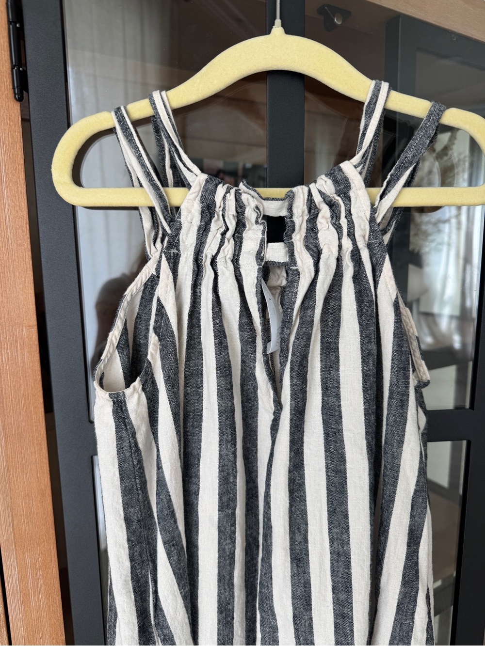 Zara Kids linen striped jumpsuit romper dungarees girls neutral straight leg - Picture 5 of 5